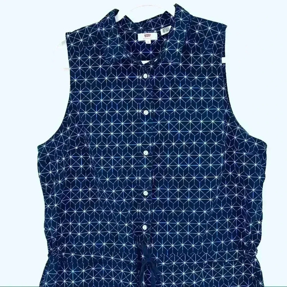 Levi’s Navy/White‎ Shorts Romper With Pockets Size XL - Picture 3 of 14